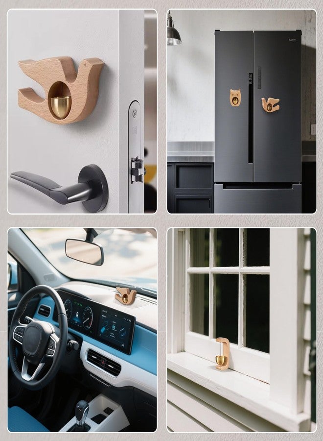 YOUNEEDFUL 2025 New Magnetic Doorbell, Vintage Wooden Wind Chime Doorbell with Brass Bell, Dopamine Decoration, Self-Adhesive Doorbell, Suitable for Business and Gift. (Owl) - Image 3